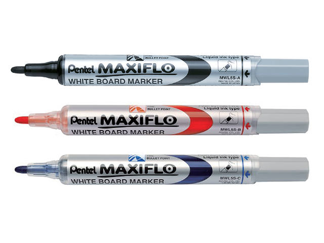Whiteboardmarker Pentel MWL5S 1mm zwart