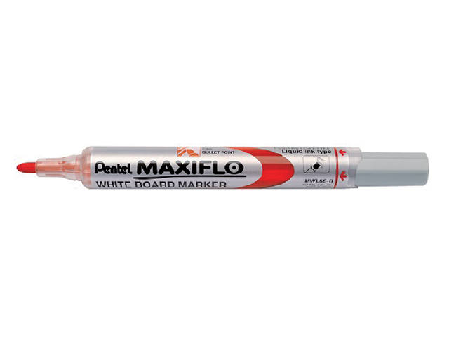 Whiteboardmarker Pentel MWL5S 1mm rood