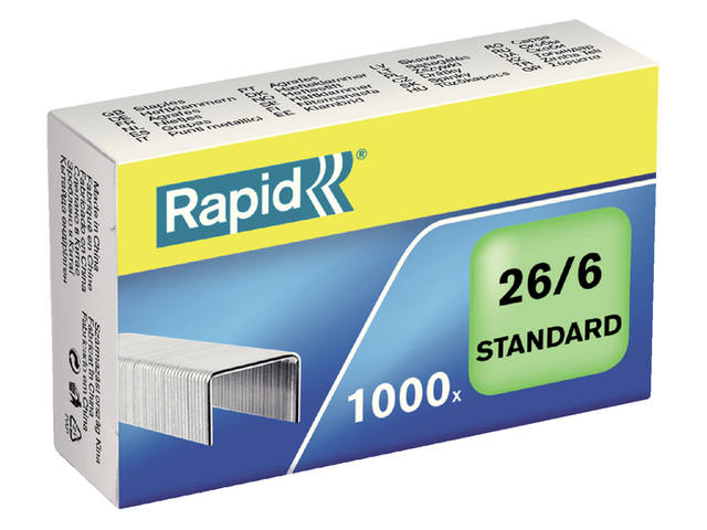 Nieten Rapid standaard 26/6 gegalv 1000st