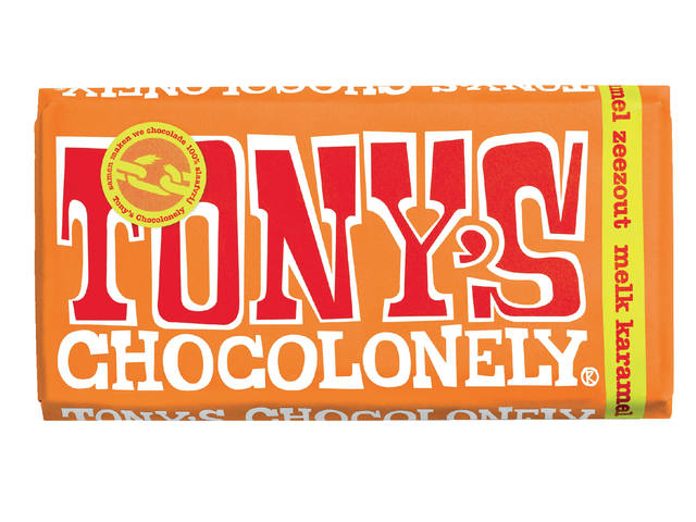 Chocolade Tony Chocolonely melk karam zeezt 180gr