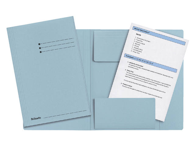 Dossiermap Esselte folio 3klep manilla 275gr blauw