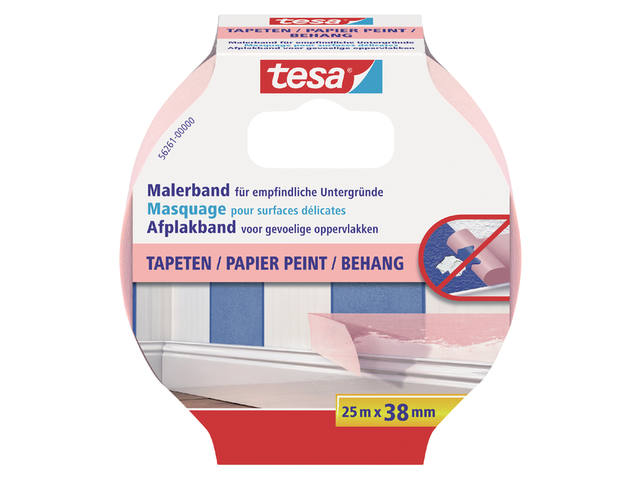 Afplaktape tesa Prof sensitive 25mx38mm roze
