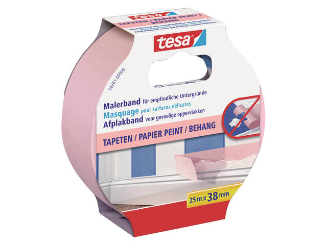 Afplaktape tesa Prof sensitive 25mx38mm roze