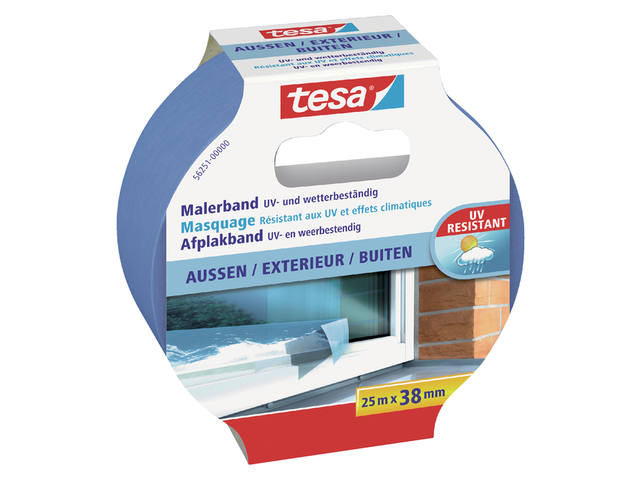 Afplaktape tesa Prof outdoor 25mx38mm blauw