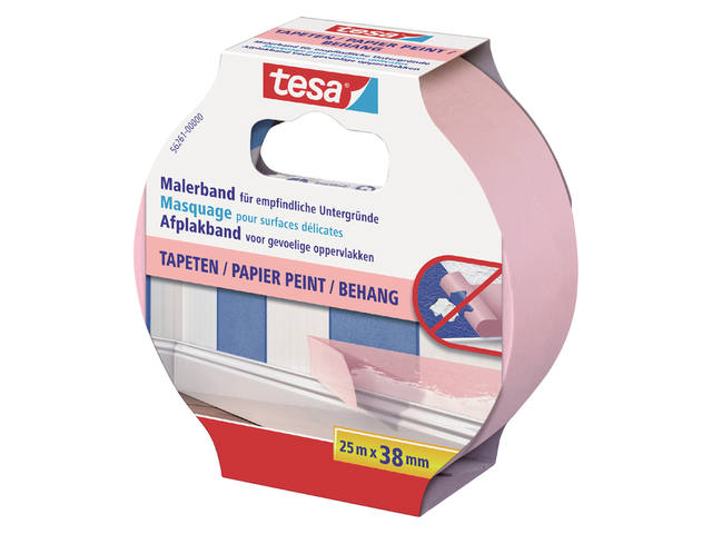 Afplaktape tesa Prof sensitive 25mx38mm roze