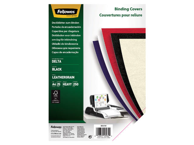 Voorblad Fellowes A4 lederlook zwart