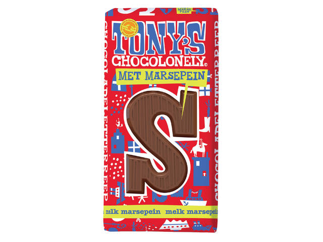 Chocoladeletter Tony Chocolonely melk marsepein S
