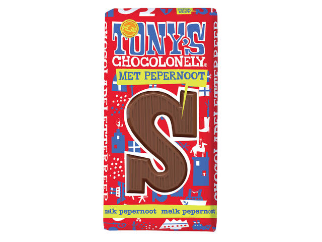 Chocoladeletter Tony Chocolonely melk pepernoot S