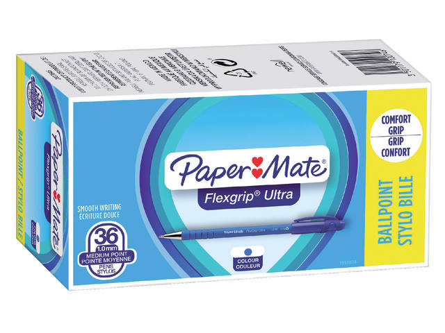 Balpen Papermate Flexgrip Ultra M blauw valuepack