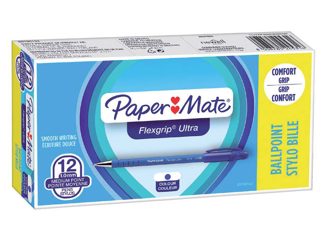Balpen Papermate Flexgrip Ultra stick M blauw