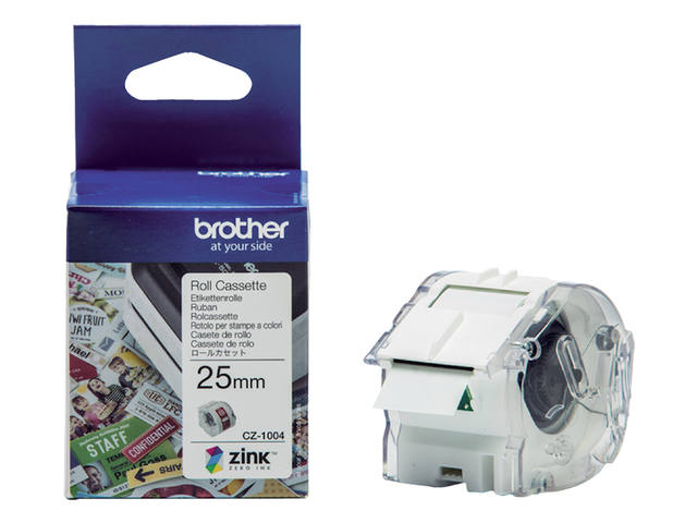 Etiket Brother CZ1004 multifunctioneel 25mm 5m wit