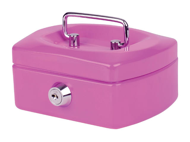 Geldkist Pavo met muntgleuf 125x95x60mm roze