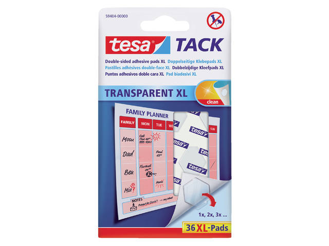 Kleefpads tesa TACK transparant XL 36st