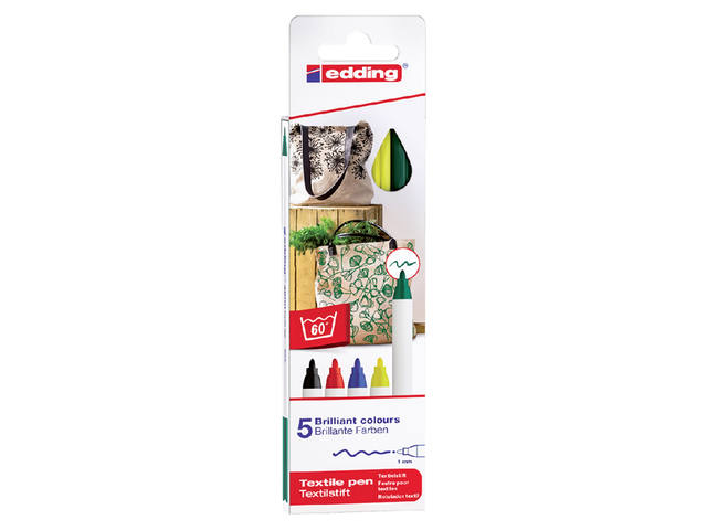 Textielmarker edding 4600 rond 1mm basis ass 5st