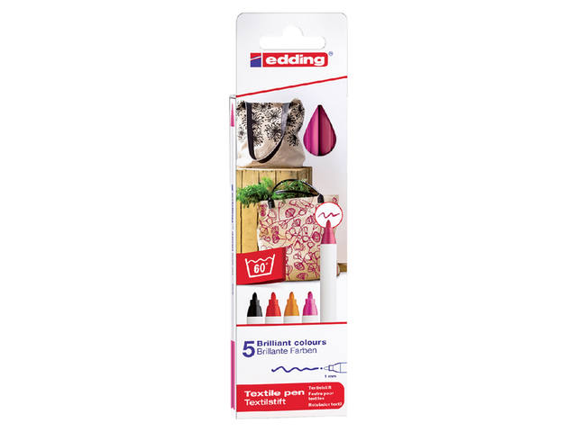 Textielmarker edding 4600 rond 1mm warm ass 5st