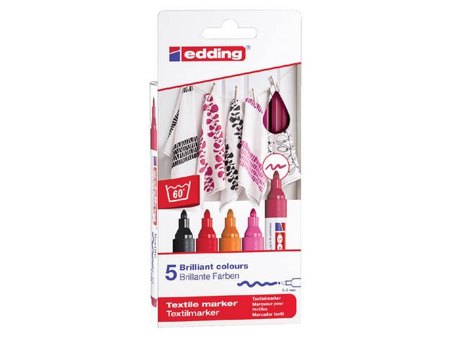 Textielmarker edding 4500 rond 2-3mm warm ass 5st