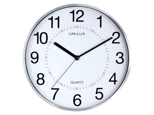 Wandklok Unilux Aria dia 28.5cm zilvergrijs/wit