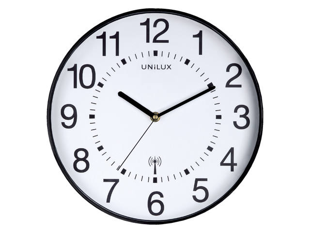 Wandklok Unilux Maxi radio dia 37.5cm zwart/wit