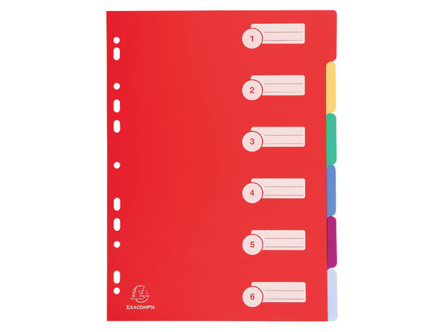 Tabbladen Exacompta 225x297mm 11gaats 6delig ass