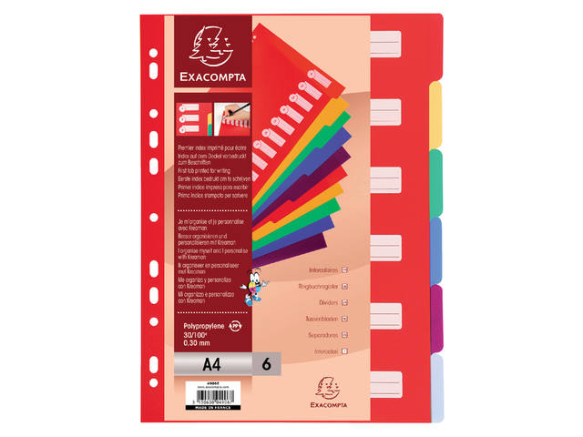 Tabbladen Exacompta 225x297mm 11gaats 6delig ass