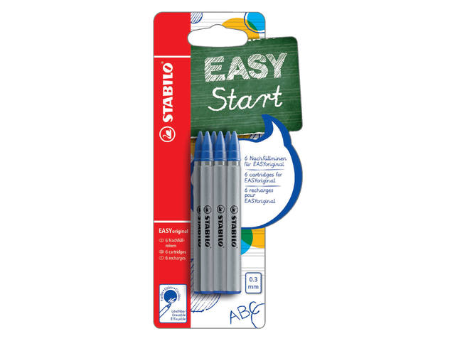Rollerpenvulling STABILO Easyoriginal F 6st blauw