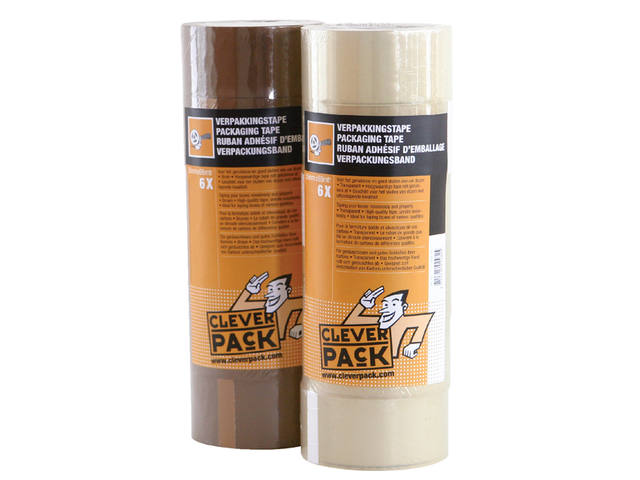 Verpakkingstape CleverPack 48mmx66m PP bruin 6 rol