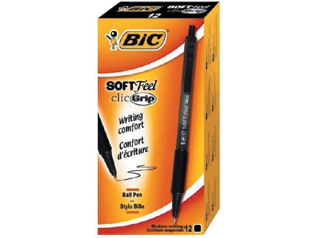 Balpen Bic soft feel clic M zwart