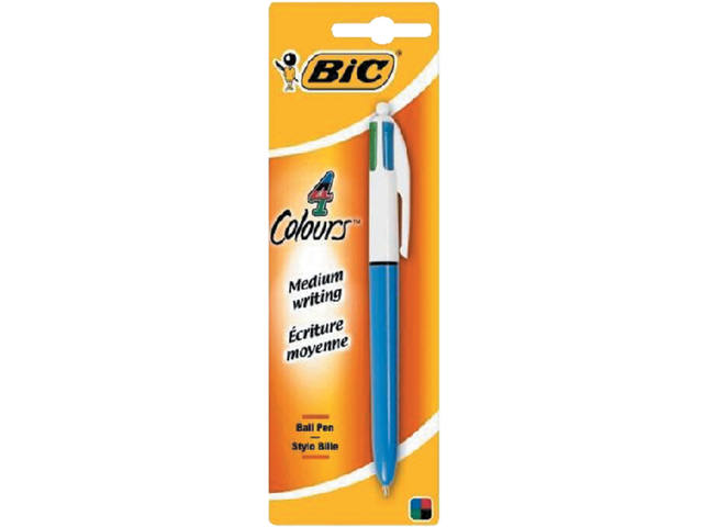 Balpen Bic 4kleuren M lichtblauw