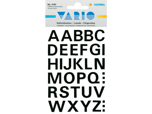 Etiket HERMA 4163 15mm letters A-Z zwart