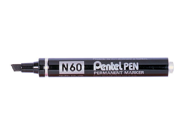 Viltstift Pentel N60 schuin 1.2-6mm zwart
