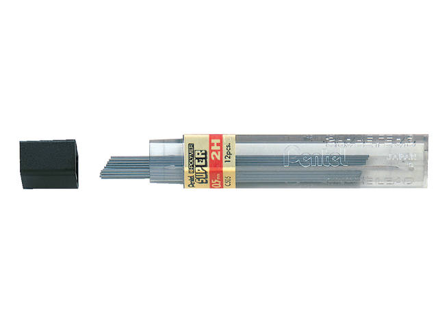 Potloodstift Pentel 2H 0.5mm 12st zwart