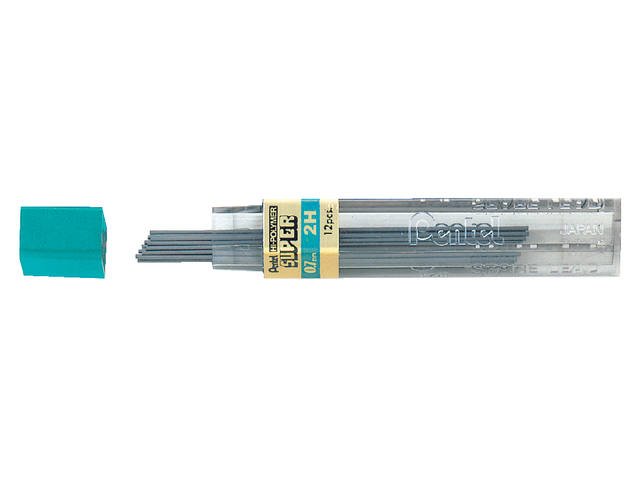 Potloodstift Pentel 2H 0.7mm 12st zwart