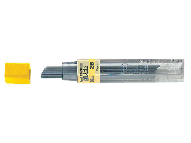 Potloodstift Pentel 2B 0.9mm 15st zwart