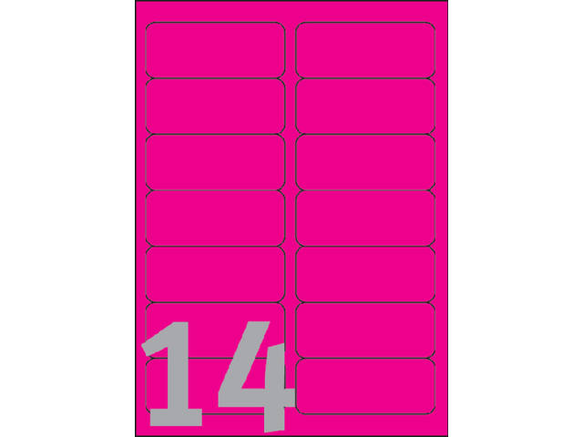 Etiket Avery L7363P-25 99.1x38.1mm roze 340st