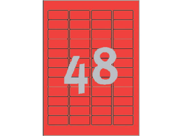 Etiket Avery L6038-20 45.7x21.2mm rood 960st