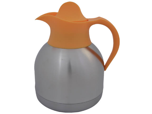 Theekan 1liter roestvrijstaal gele dop