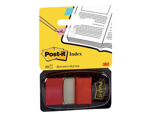 Indextabs Post-it 680 25.4x43.2mm rood