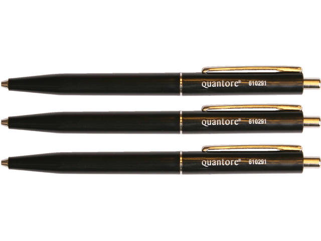 Balpen Quantore drukknop en metalen clip zwart