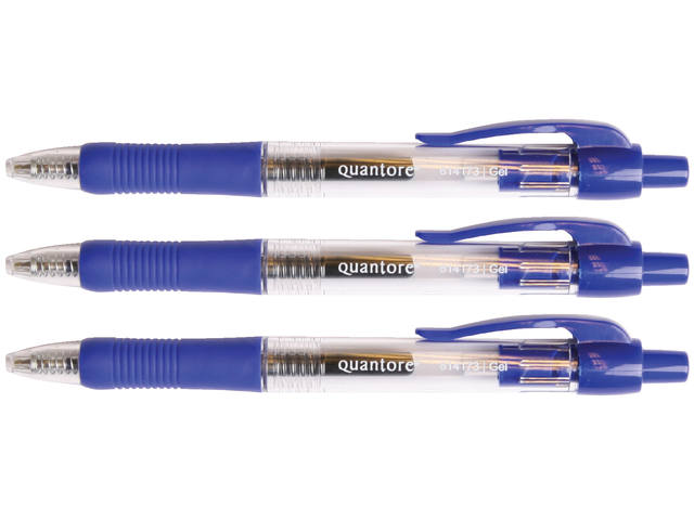 Gelschrijver Quantore grip drukknop 0.7mm blauw