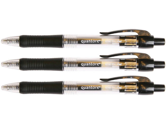 Gelschrijver Quantore grip drukknop 0.7mm zwart