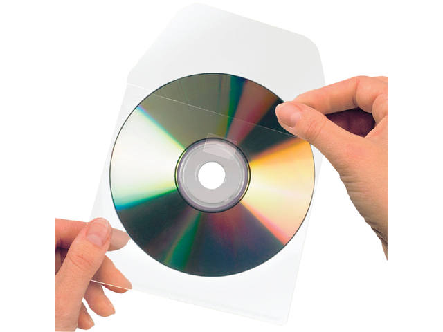 Cd/dvd hoes Djois 127x127mm klep zelfkl tr 10st