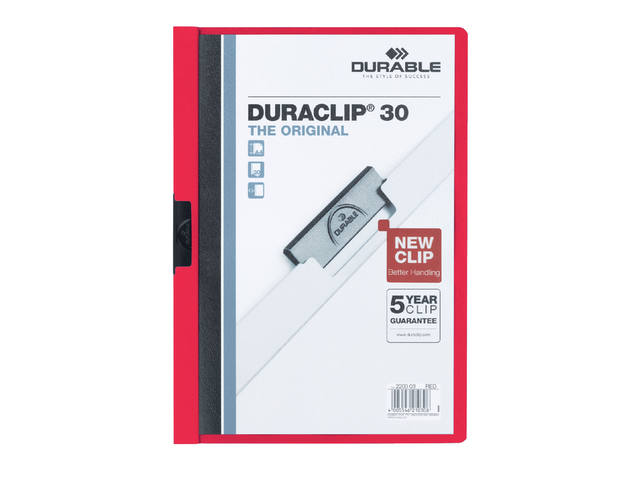Klemmap Durable Duraclip A4 3mm 30v rd