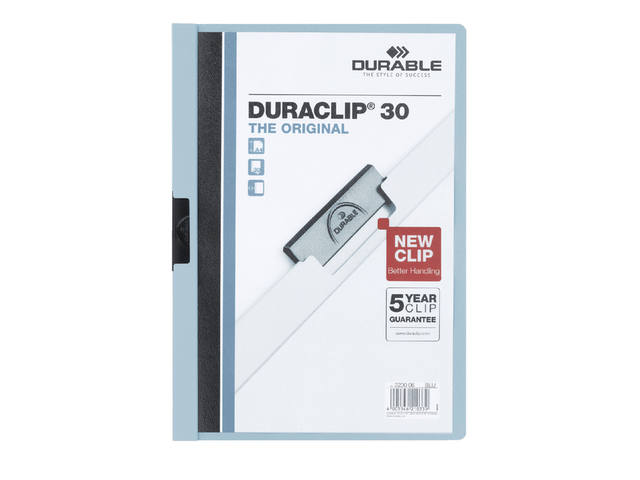 Klemmap Durable Duraclip A4 3mm 30v lichtblauw