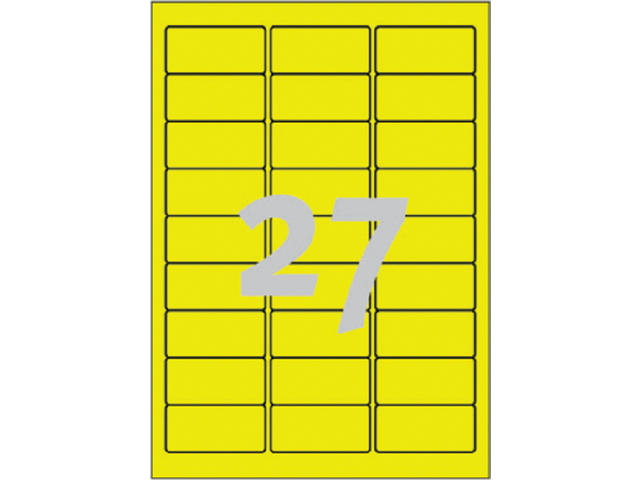 Etiket Avery L6004-25 63.5x29.6 neon geel 675st