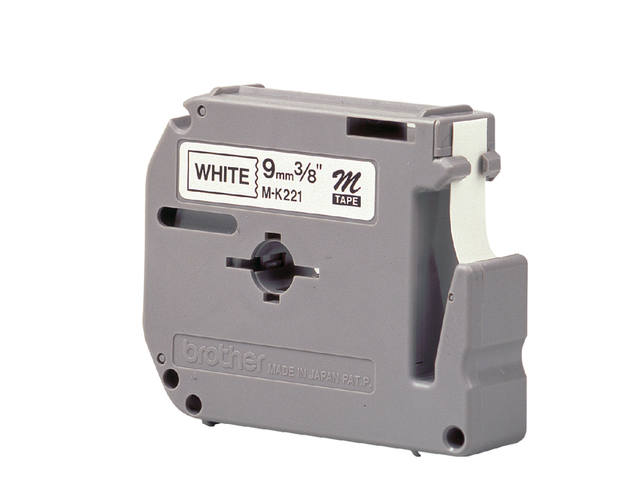 Labeltape Brother Ptouch MK221BZ 9mm wit